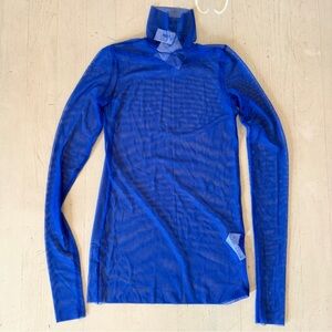 NWT We11done Blue Mesh Turtleneck Top